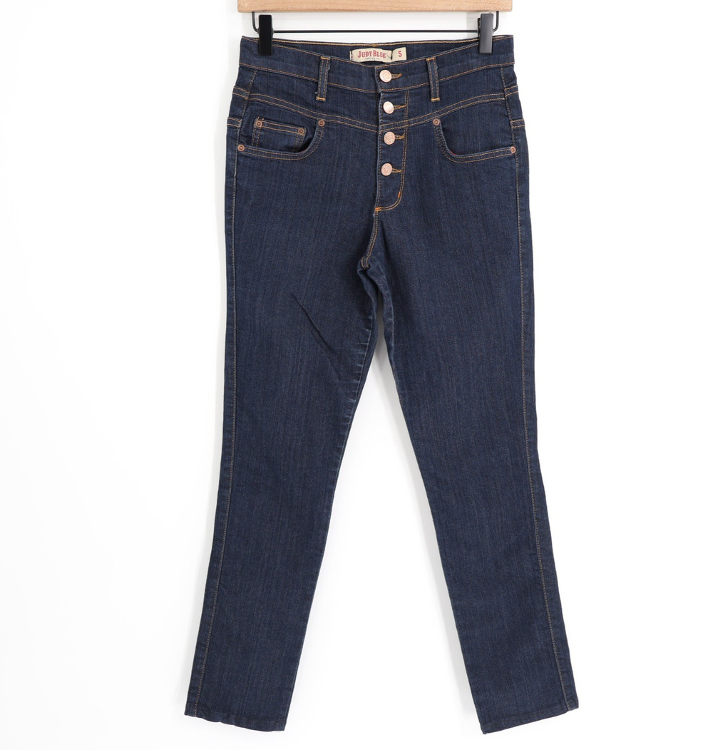 Judy Blue Sz 5 High Waisted Dark Wash Button Fly Slim Straight/Skinny Jean